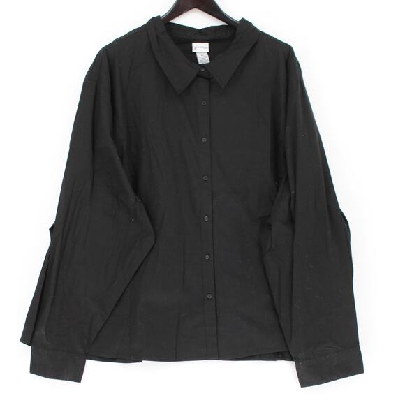 Lane Bryant Tops - Venezia Woman Shirt Womens 6X Black Button Front Stretch Long Sleeve Collared